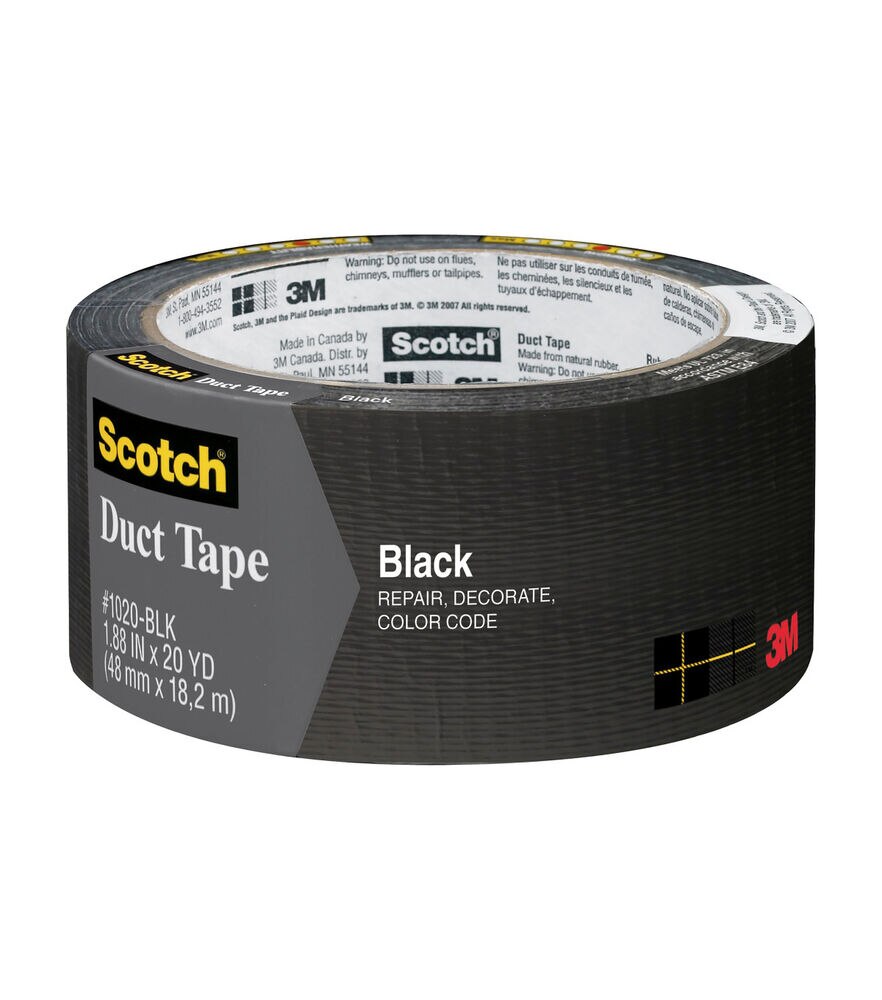 3M Scotch Colored Duct Tape 1.88" x 20 yds, Black, swatch