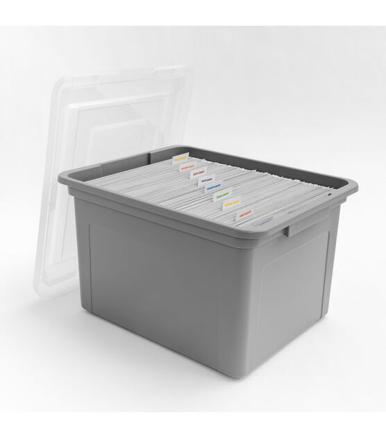 IRIS Clear Stackable Storage Boxes with Gray Lid