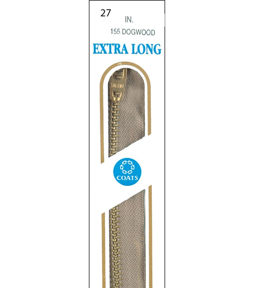 Coats & Clark Extra Long Metal Zipper 27" 36", 27'' Dogwood, swatch