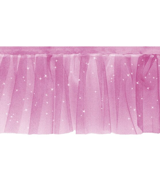 Rosette Pink Tulle Shimmer Fabric