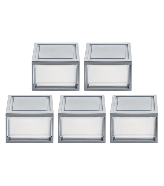 IRIS USA 13 Quart Stack & Pull Clear storage Box, Gray, 8 Pack 