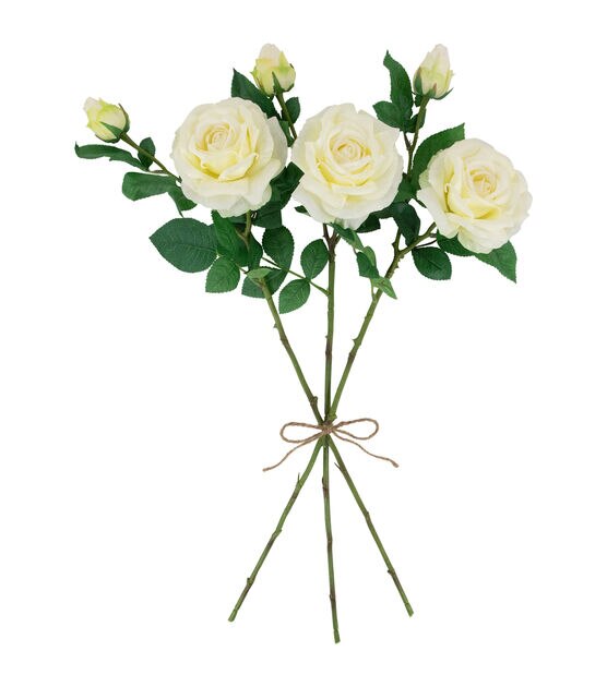 Northlight 26" Real Touch White Rose Stems 6ct, , hi-res, image 4