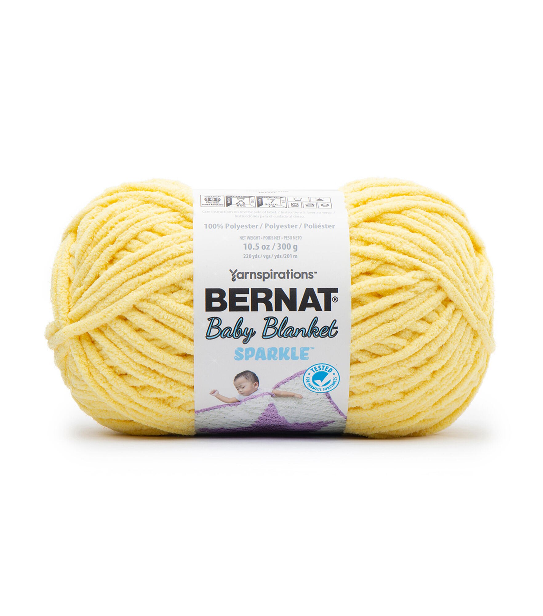 Bernat Baby Blanket Sparkle 220yds Super Bulky Polyester Yarn, Sunshine, hi-res