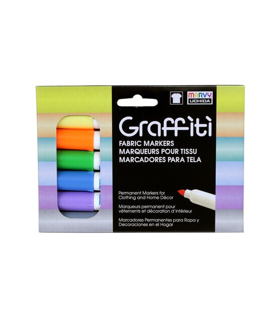 Uchida Graffiti Fabric Marker Set Primary 6pc – Stitches