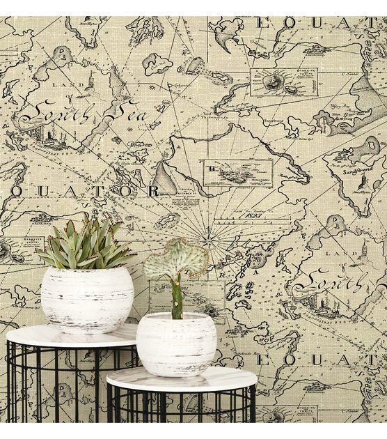 Tommy Bahama 20.5' x 18' Parchment Chartered Peel & Stick Wallpaper, , hi-res, image 5