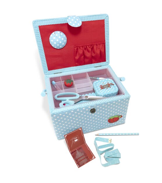 Dritz Large Square Sewing Basket, Aqua Sewing Machine