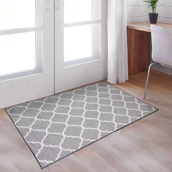 Ruggable Washable 3x5 Accent Rug Moroccan Trellis Lt Grey Joann