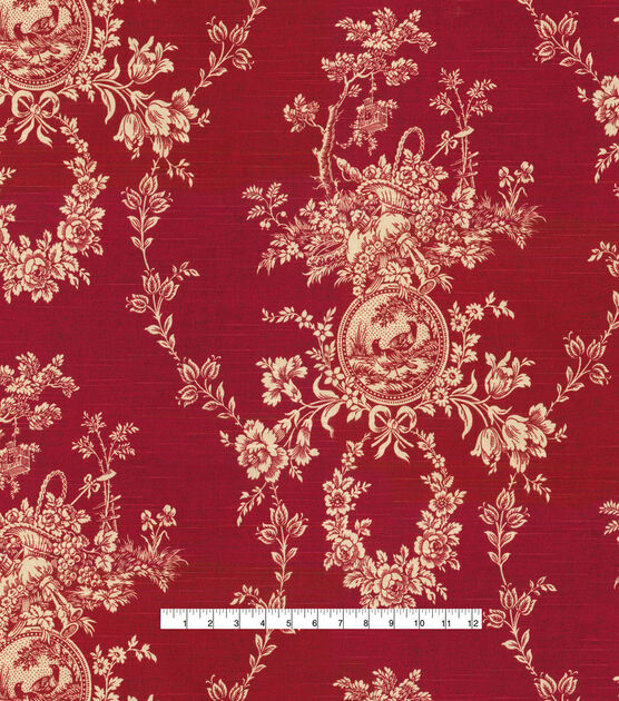 Waverly Upholstery Fabric Country House Toile Red, , hi-res, image 4