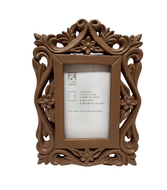 2" x 3" Brown Ornate Tabletop Picture Frame by Place & Time