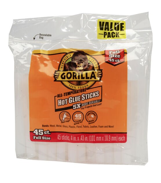 Gorilla Glue 8 Inch Full-Size Hot Glue Sticks, Pack of 20