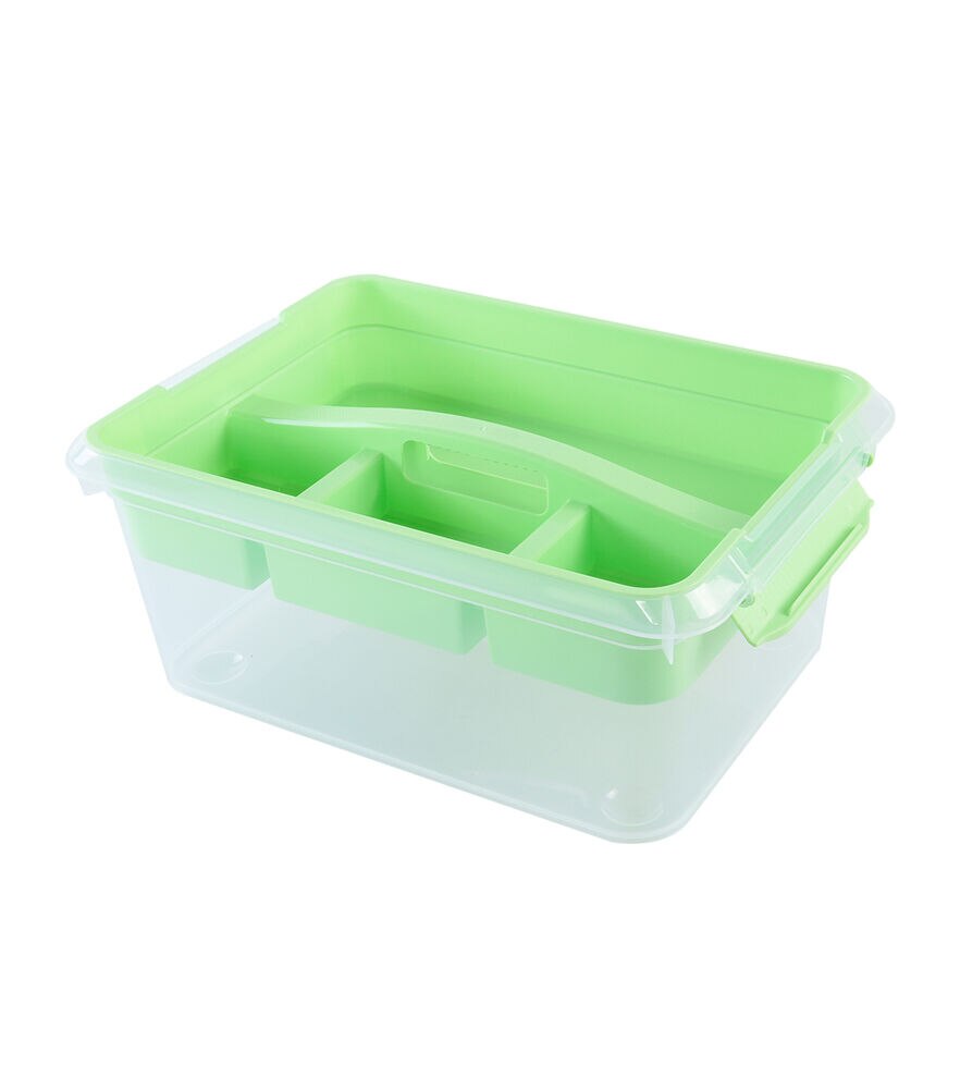 Top Notch 7 x 16 Latchmate Plastic Storage Bin with Compartments - Green - Craft Storage - Storage & Organization