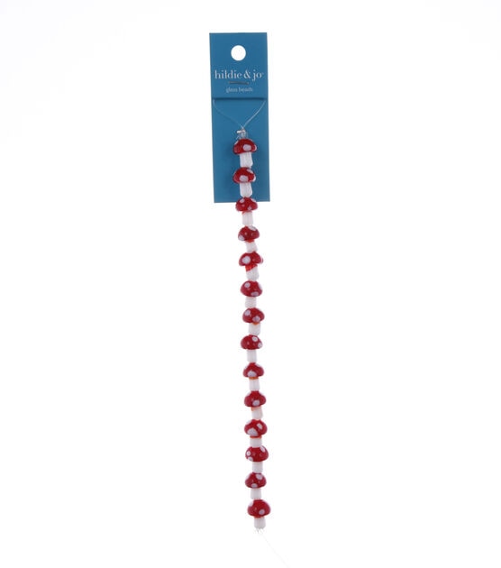 7 Red Lampworked Mushroom Glass Bead Strand by hildie & jo