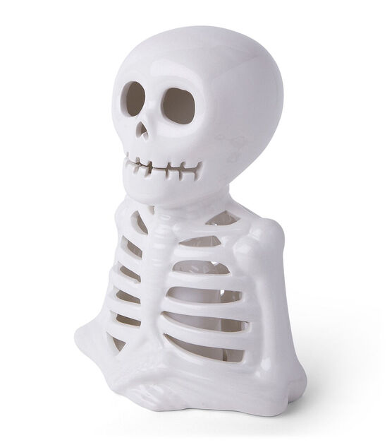 10" Halloween White LED Ceramic Skeleton by Place & Time