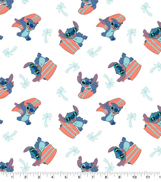 Disney Stitch Surf Board Cotton Fabric (2 Yards Min.) - Licensed & Character Cotton Fabric - Fabric