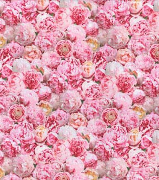 Fabric Traditions Pink Garden Party Peonies Premium Cotton Fabric