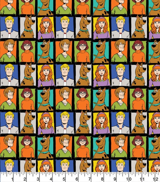 Scooby Doo Profile Blocks Cotton Fabric