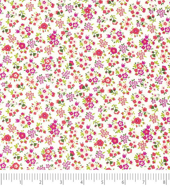 Victoria White Small Flowers Floral Cotton Fabric In the Beginning