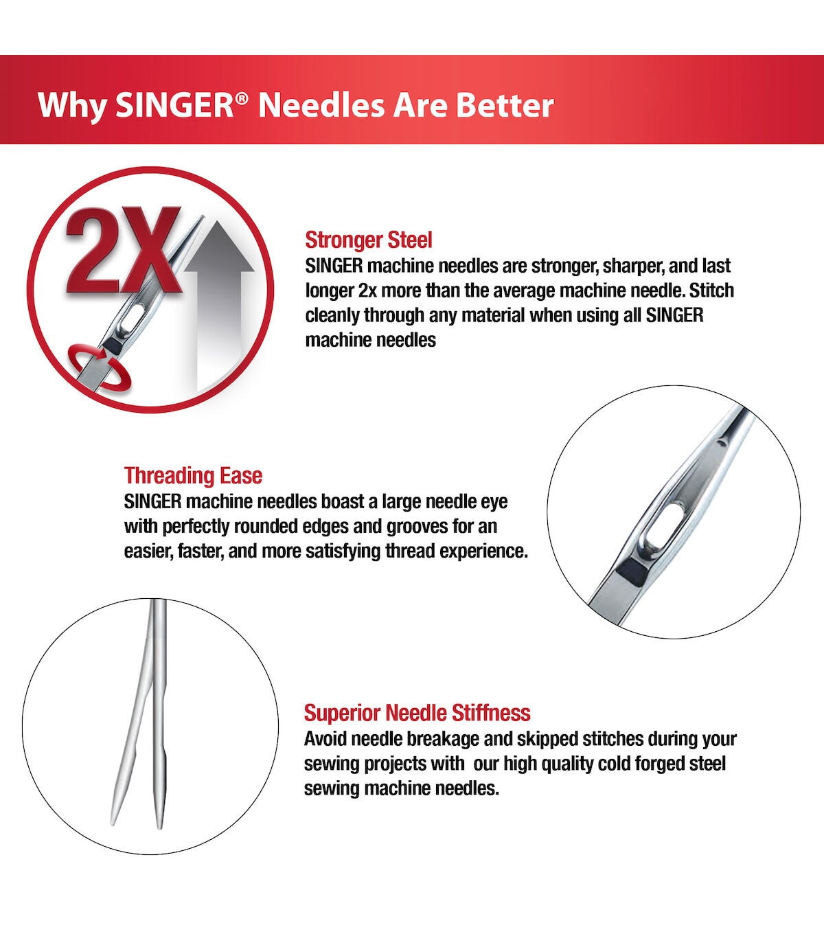 Singer Universal Heavy Duty Machine Needles, Assorted Sizes - 5 count