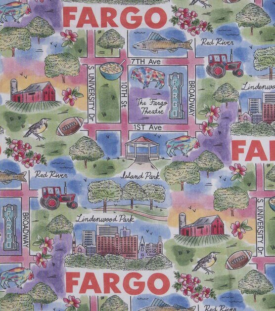 Fargo North Dakota City Pride Cotton Fabric