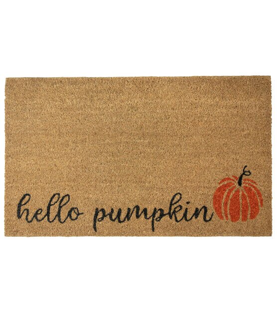 Checkered Fall Harvest Pumpkin Doormat 18 x 30 Orange