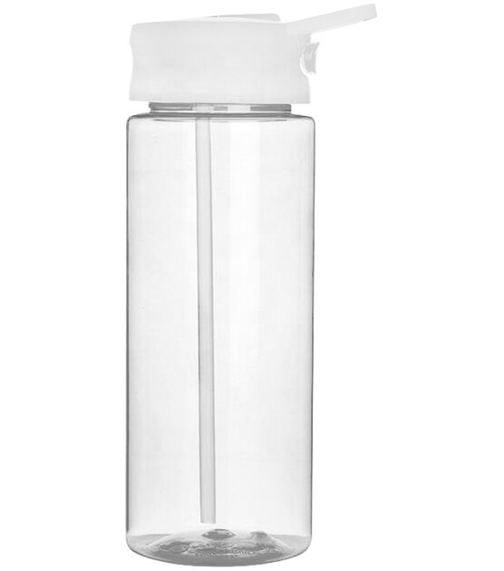 Clear Flower 24 Oz Water Bottle With Straw 