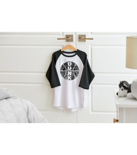 Cricut Black & White Unisex Youth Raglan Baseball T Shirt Blank, , hi-res, image 7