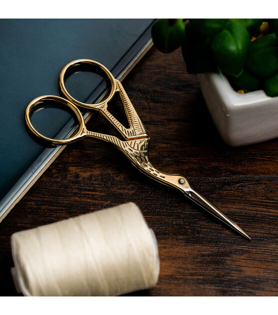 Bird Scissors. Embroidery Shears. Gold Stork Scissors. Crane/heron Scissors.  Fine Point/tip Blade. Sewing Kit. Antique Inspired. Travel Size 