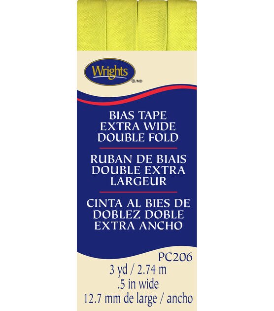 Bias Tape Double Fold 1/2 inch, Double Fold Bias Binding Tape 55 Yards  (Yellow) and 4 Pieces Sewing Fabric Chalks for Crafts, Sewing, Seaming