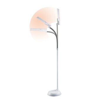 OttLite 18w EasyView Standing Floor Lamp with Optical Grade 3X Magnifier  Attachment Arm & Flexible Neck - Wide Wing Shade with Modern Design for