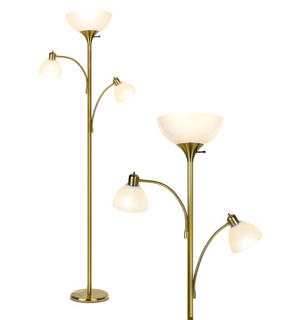 Brightech Sky Dome Double LED Floor Lamp - Brass