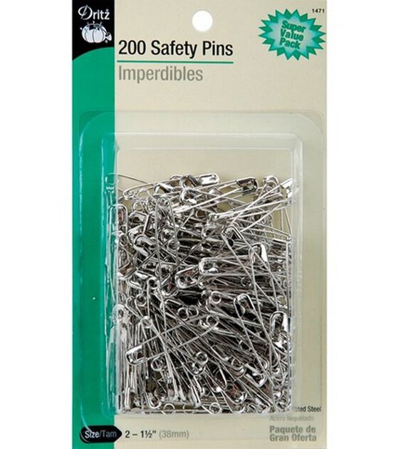 Safety Pin, 25 Black Plated Steel 1 3/4 Inch Working Safety Pins