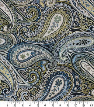 Luxe Paisley Metallic Cotton Fabric Makower – Remnant House Fabric