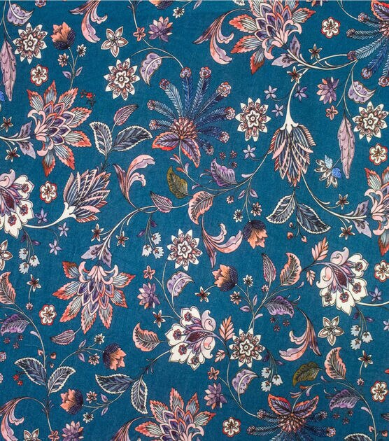 Teal Floral Ember Jersey Knit Fabric | JOANN