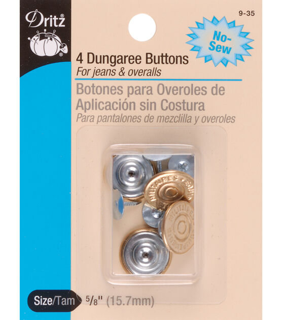 Dritz 5/8 Dungaree Buttons, 4 pc, Nickel