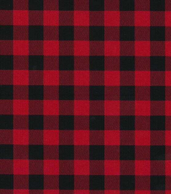 Cotton Buffalo Plaid Checkered Check Plaid Holly Jolly Christmas Winter Red  and Black Cotton Fabric Print by the Yard (49803-Black/Red)