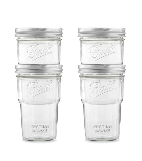 Regular Mouth Mason Jars 16 oz - (2 Pack) - Ball Regular Mouth 16-Ounces  Pint Mason Jars with White MEM Food Storage Plastic Lids - For Storage