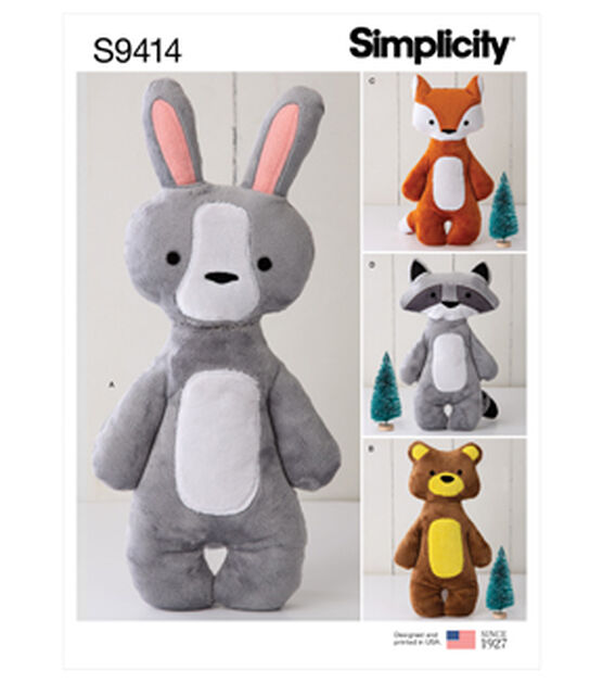 S8044, Simplicity Sewing Pattern Two-Pattern Piece Stuffed Animals