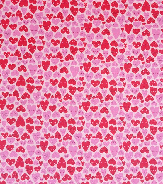 Hearts On Pink Valentine's Day Cotton Fabric