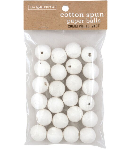 Spun Cotton Balls for Crafts: 35mm Paper Ball Forms, 50 Pcs.