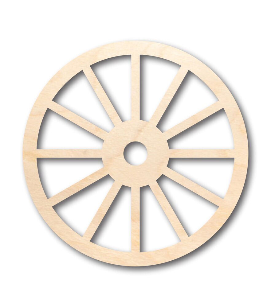 Unfinished Wood Wagon Wheel Shape  Up To 24'' DIY 1/8'' Thick, 5in, swatch