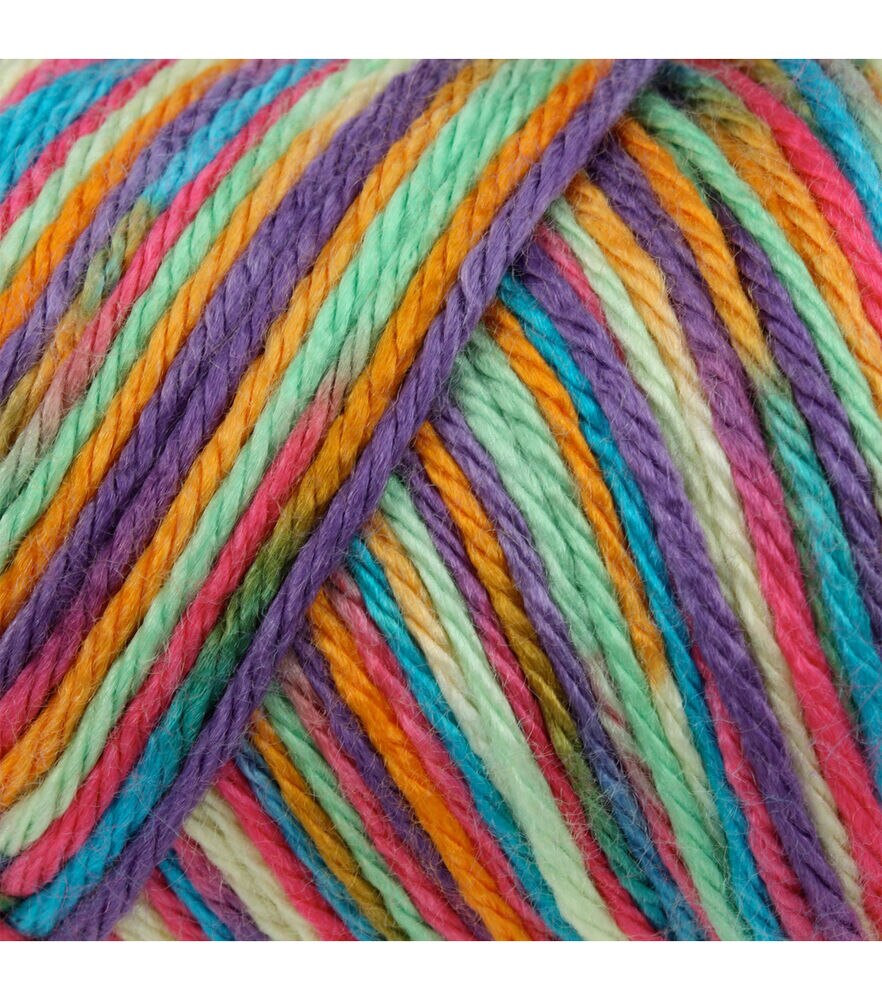 Caron Simply Soft Paints 235yds Worsted Acrylic Yarn, Rainbow Bright, swatch, image 1