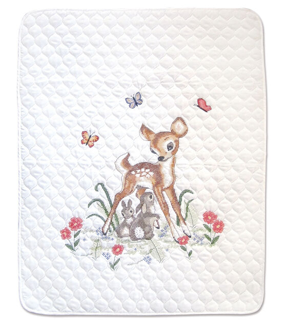 Dimensions Stamped Cross Stitch Baby Animals DIY Baby Quilt Kit, 34 x 43
