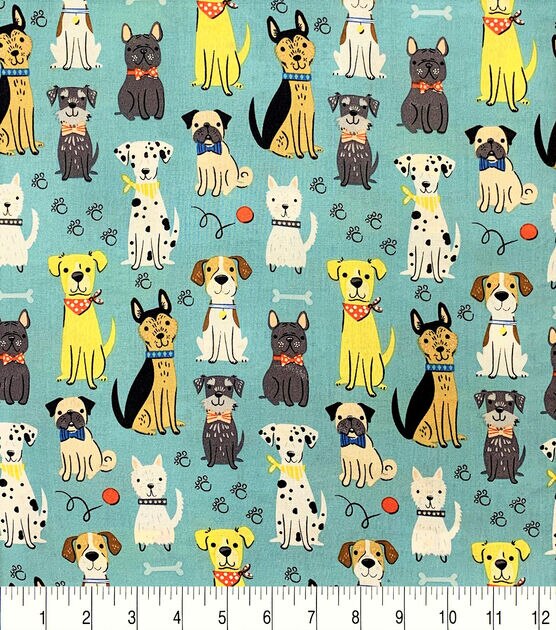 Good Boys Blue Novelty Cotton Fabric