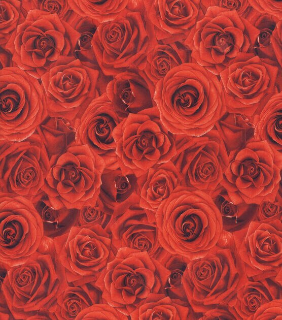 Hi Fashion Red Roses Premium Cotton Fabric