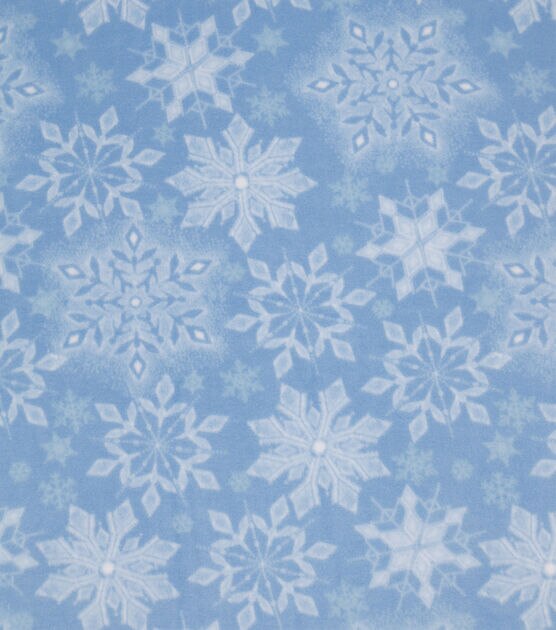 Blue Stamped Snowflake Glitter Yardage by Fabric Traditions