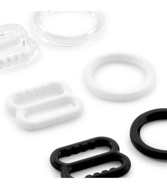 60 pieces CLEAR plastic bra strap adjuster Tri Glide slider o ring 3/8  1/2
