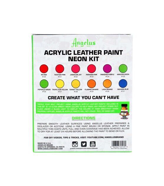 Angelus Acrylic Leather Paint - 1oz - Neon Rio Red