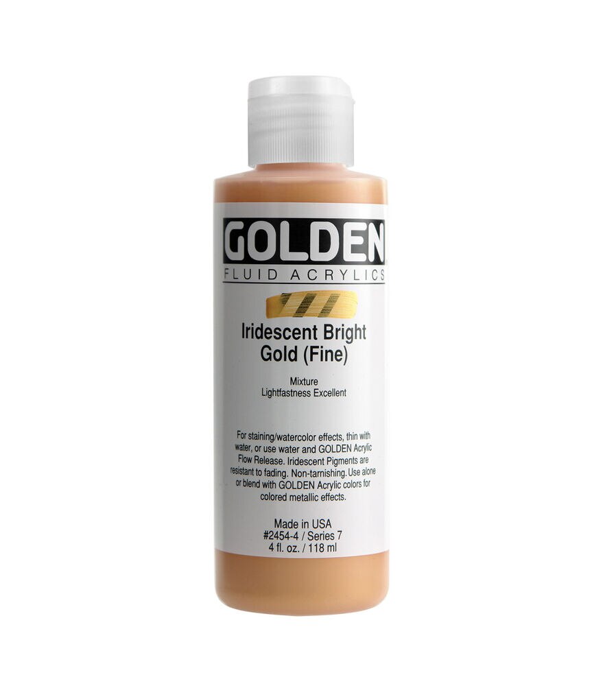 Golden Iridescent Fluid Acrylic 4 oz, Iridescent Bright Gold, swatch