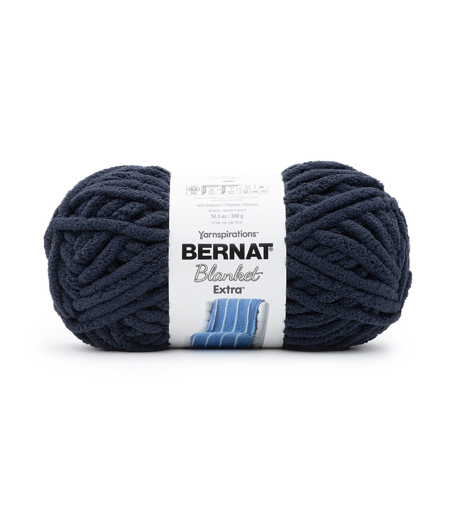 Bernat Blanket Extra Yarn, Black, 10.5oz(300g), Jumbo, Polyester 