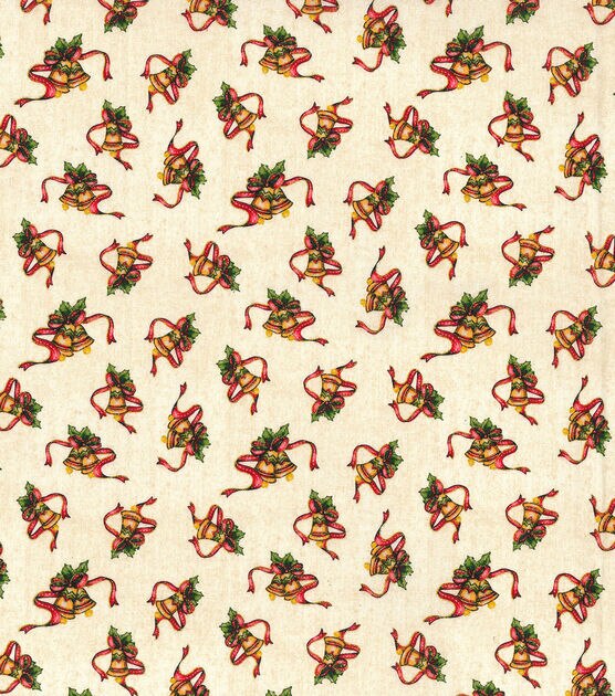 Fabric Traditions Bell & Ribbon Glitter Christmas Cotton Fabric, , hi-res, image 2
